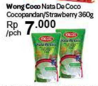 Promo Harga WONG COCO Nata De Coco Cocopandan, Strawberry 360 gr - Carrefour