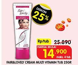 Promo Harga Glow & Lovely (fair & Lovely) Multivitamin Cream 25 gr - Superindo