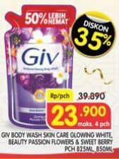 Promo Harga GIV Body Wash Glow White, Passion Flowers Sweet Berry 825 ml - Superindo