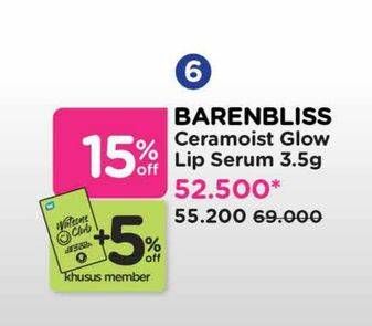 Promo Harga Barenbliss Ceramoist Glow Lip Serum 3 gr - Watsons