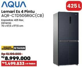 Promo Harga Aqua Kulkas AQR-CTD506RGC  - COURTS