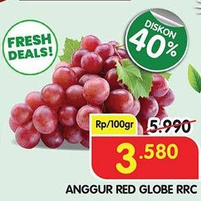 Promo Harga Anggur Red Globe RRC per 100 gr - Superindo