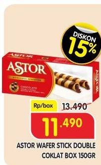 Promo Harga ASTOR Wafer Roll Double Chocolate 150 gr - Superindo