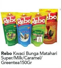 Promo Harga REBO Kuaci Bunga Matahari Green Tea, Caramel, Milk 150 gr - Carrefour