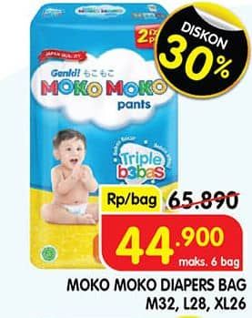 Promo Harga Genki Moko Moko Pants M32+2, L28+2, XL26+2 28 pcs - Superindo