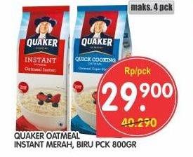 Promo Harga Quaker Oatmeal Original Merah, Biru 800 gr - Superindo