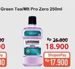 Promo Harga LISTERINE Mouthwash Antiseptic Multi Protect Zero, Natural Green Tea 250 ml - Alfamart