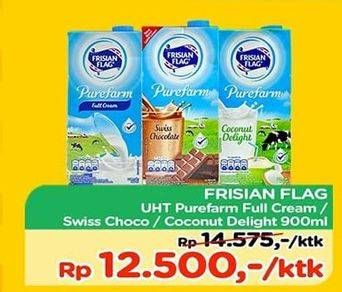 Promo Harga FRISIAN FLAG Susu UHT Purefarm Full Cream, Swiss Choco, Coconut 900 ml - TIP TOP