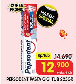 Promo Harga Pepsodent Pasta Gigi Pencegah Gigi Berlubang White 225 gr - Superindo