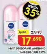 Promo Harga Nivea Deo Roll On Whitening Hijab Fresh 50 ml - Superindo