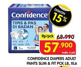 Promo Harga Confidence Adult Pants Tipis & Pas Di Badan L8, XL6 6 pcs - Superindo