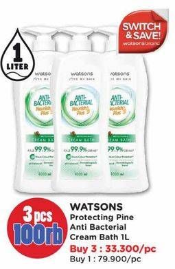 Promo Harga Watsons Anti Bacterial Cream Bath 1000 ml - Watsons