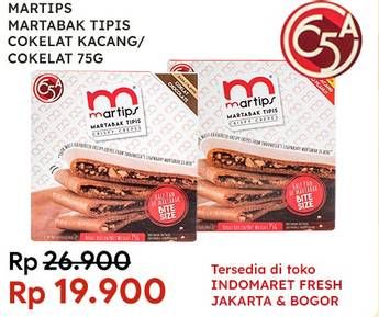 Promo Harga Martabak Tipis Cokelat, Cokelat Kacang 75 gr - Indomaret