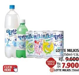 Promo Harga Lotte Milkis Minuman Soda Kaleng/Botol  - LotteMart