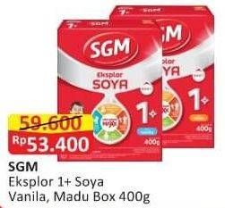 Promo Harga SGM Eksplor Soya 1-5 Susu Pertumbuhan Madu, Vanila 400 gr - Alfamart