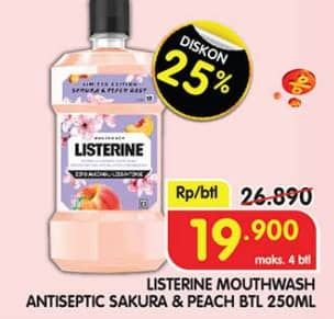 Promo Harga Listerine Mouthwash Antiseptic Sakura Peach 250 ml - Superindo