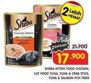 Promo Harga SHEBA Cat Food Melty Chicken White Fish, Tuna Crab Stick, Tuna Salmon, Melty Tuna Mix 70 gr - Superindo