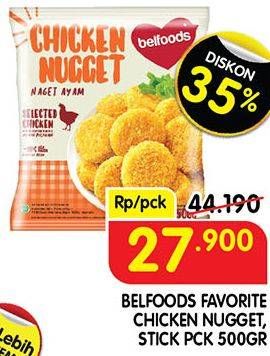 Promo Harga Belfoods Nugget Chicken Nugget, Chicken Nugget Stick 500 gr - Superindo