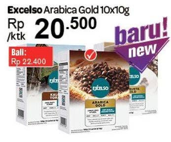 Promo Harga Excelso Kopi Arabica Gold per 10 sachet 10 gr - Carrefour