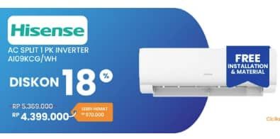 Promo Harga Hisense AI09KCG AC Split Inverter 1PK  - Electronic City