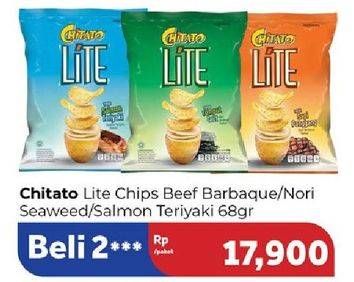 Promo Harga Chitato Lite Snack Potato Chips Beef BBQ, Seaweed, Salmon Teriyaki 68 gr - Carrefour