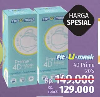 Promo Harga FIT-U-MASK Masker Prime 4D 20 pcs - LotteMart