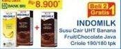 Promo Harga Indomilk Susu UHT Pisang, Chocolate Java Criollo 190 ml - Indomaret