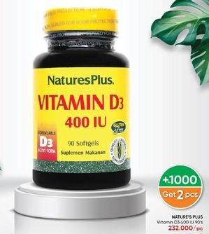 Promo Harga Natures Plus Vitamin D3 400 IU 90 pcs - Guardian