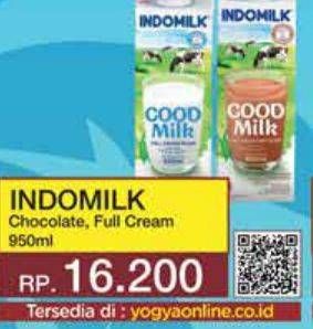 Promo Harga Indomilk Susu UHT Cokelat, Full Cream Plain 950 ml - Yogya