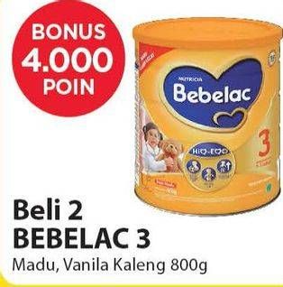 Promo Harga BEBELAC 3 Susu Pertumbuhan Madu, Vanila per 2 kaleng 800 gr - Alfamart