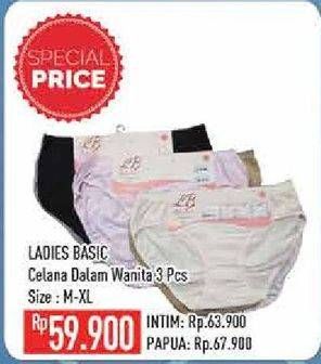 Promo Harga Ladies Basic Celana Dalam Wanita L, M, XL 3 pcs - Hypermart
