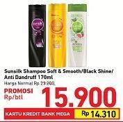 Promo Harga SUNSILK Shampoo Soft And Smooth, Black Shine, Anti Dandruf 170 ml - Carrefour
