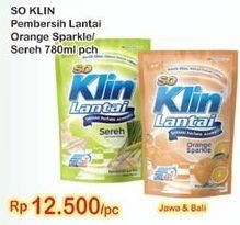 Promo Harga SO KLIN Pembersih Lantai Orange, Sereh 780 ml - Indomaret