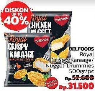 Promo Harga BELFOODS Royal Crispy Karaage/Chicken Nugget 500gr  - LotteMart