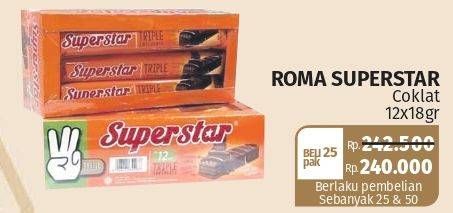 Promo Harga ROMA Superstar Wafer per 12 pcs 18 gr - Lotte Grosir