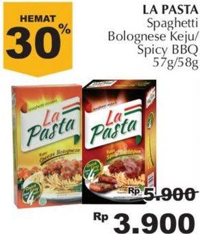 Promo Harga LA PASTA Spaghetti Instant Spicy Barbeque, Cheese Bolognese 57 gr - Giant