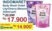 Promo Harga INDOMARET Body Wash Violet Lily, Cherry Blossom 450 ml - Indomaret