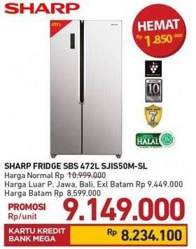 Promo Harga SHARP  SJ-IS50M-SL | REFRIGERATOR SBS 1 pcs - Carrefour