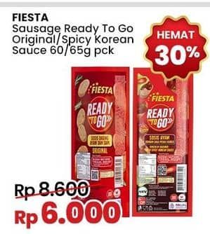 Promo Harga Fiesta Ready To Go Sosis Daging Ayam Dan Sapi Original, Sosis Daging Ayam Dan Sapi Spicy Korean Sauce 60 gr - Indomaret