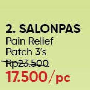 Promo Harga SALONPAS Pain Relief Patch 3 pcs - Guardian