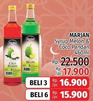 Promo Harga MARJAN Syrup Boudoin Coco Pandan, Melon 460 ml - LotteMart