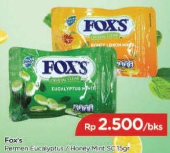 Promo Harga FOXS Crystal Candy Eucalyptus Mint, Honey Lemon Mints 15 gr - TIP TOP