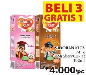 Promo Harga VIDORAN Kids Milk UHT Coklat, Stroberi 180 ml - Giant