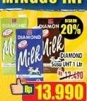 Promo Harga DIAMOND Milk UHT Chocolate, Full Cream, Low Fat High Calcium 1000 ml - Hypermart