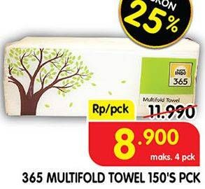 Promo Harga 365 Multifold Towel 150 sheet - Superindo