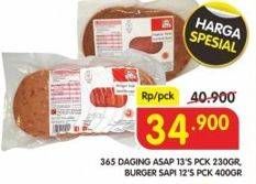 Promo Harga 365 Burger Sapi 12's 400 g, Daging Asap 13's 230 g  - Superindo