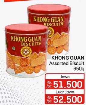 Promo Harga Khong Guan Assorted Biscuit Red Mini 650 gr - Lotte Grosir