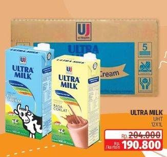Promo Harga Ultra Milk Susu UHT per 12 tpk 1000 ml - Lotte Grosir