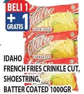Promo Harga Idaho French Fries Crinkle Cut, Shoestring, Batter Coated 1000 gr - Hypermart