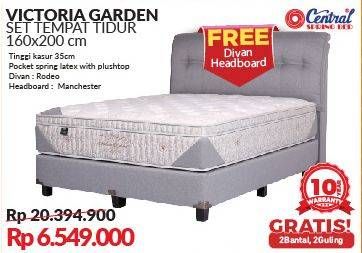 Promo Harga CENTRAL SPRING BED Victoria Garden Bed Set 160x200cm  - Courts